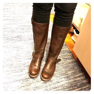 Frye tall engineer boots brown 8